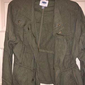 Olive green army cinched waist jacket